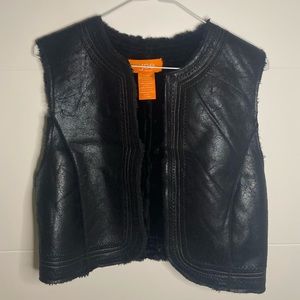 Joe fresh kids XS leather vest with fur on the inside